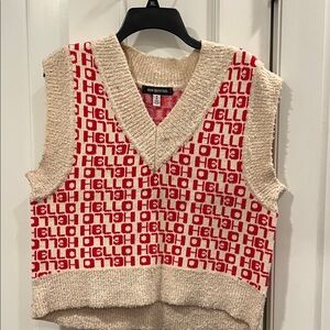 Urban Outfitters Red and Cream Knit Vest